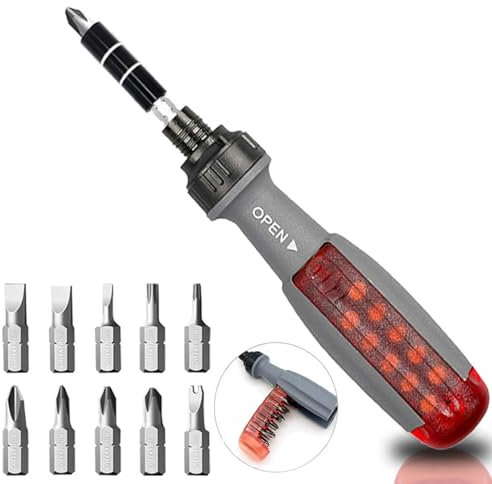 11 in 1 Screwdriver, Portable Multifunctional Screwdriver Set, Flat Head/Slotted/Phillips/Hex/Square Head/Hex, Nut Driver Suitable for Outdoor and Daily Maintenance Tools