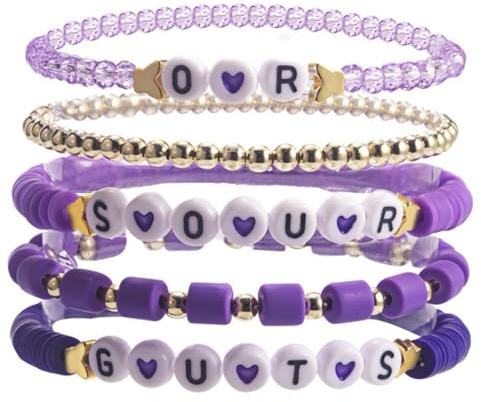 AITELEI Olivia - Juego de pulseras para mujeres y niñas, diseño de álbum GUTS/SOUR inspirado en conciertos, conjuntos de pulseras de cerámica suave, joyería hecha a mano, pulseras elásticas de la