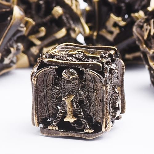 SIQUK 7 Stücke DND Würfel Set, Metall Würfel Spiel Polyedrische Würfel Hohles Spielwürfel Dungeons and Dragons Würfel für D&D MTG RPG