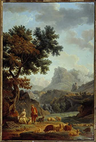 LynSet Ölgemälde Bilder Kunst Leinwand Kunstdruck Leinwandbild Die hirtin der alpen gemälde von claude vernet Leinwandbilder Bild für Wanddekoration 60x90cm