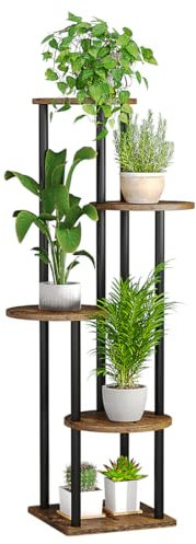 AZERPIAN Plant Stand Indoor 5 Tier Metal Plant Shelf for Multiple Plants Corner Tall Flower Holders for Living Room Balcony Bedroom Patio Garden (Black, 5 Tier)