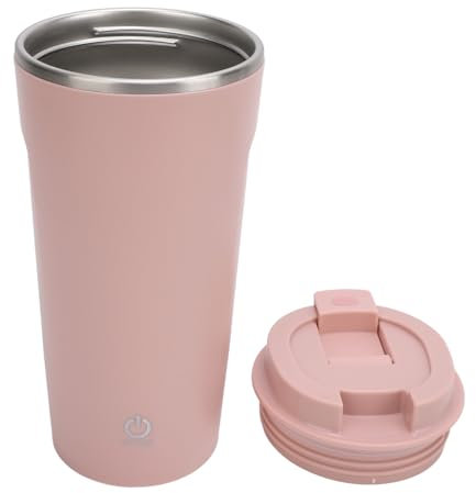 HEEPDD 400ml Self Stirring Coffee Mug Bulk Mixing Cup Insulated Beverage Container USB Rechargeable Stainless Steel Auto Self Mixing Cup with Lid for Office Car Home Use (Roseate)