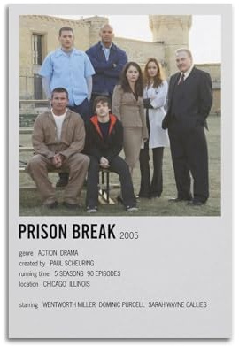LIRAHRNNKA Poster Prison Break, dekoratives Leinwandposter, Wandkunst, Dekor, Wohnzimmer, moderne Schlafzimmer-Dekoration, Poster, 30 x 45 cm, ungerahmter Stil