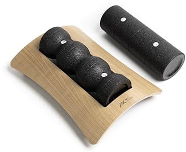 MaxFitness PickUp Faszienrollen Halterung – Fixierung für Faszienrollen aus Buche-Holz – für gezielte Selbstmassage von Rücken, Beinen & ganzer Körper – inkl. 2 Rollen – Made in Germany