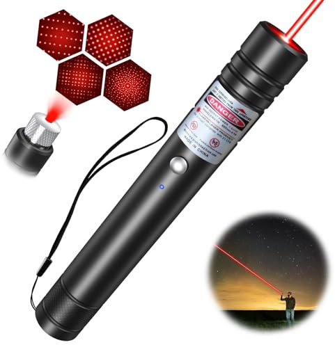 LETEAPII Rotlicht-Taschenlampe, Langstrecken-USB-wiederaufladbarer taktischer Strahl mit Sternkappe, verstellbarer Effekt für Outdoor-Reisen, Präsentationen, TV/LED/LCD-Bildschirme und