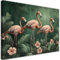 Feeby Leinwandbilder - Deko Bilder - Flamingos Dschungel Tiere Grün - Canvas 90x60 cm 1tlg- Wandbilder Schlafzimmer - Aesthetic Room Decor - Modern Wanddeko - Bild auf Leinwand - Fertig Gespannd