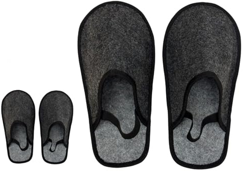 Xlabor Set med 2 par museumstofflor av filt med elastiskt band, skoöverdrag för att skydda golvet från smuts och repor, handgjorda tofflor, filttofflor