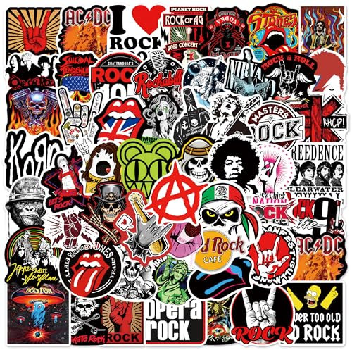 Aufkleber Sticker Set 104 Stück Rock Band Punk Heavy Metal Musik Stickers Wasserdicht Vinyl StickerBomb für Auto Motorräder Skateboard Scooter Laptop Koffer Helm (Rock)