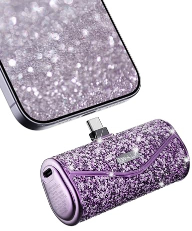 iWALK Upgraded Sparkly Portable Charger 22.5W, 5000mAh Power Bank for iPhone 17/16/15 Series,Mini Battery Pack with Built-in USB-C Connector Compatible with Samsung S25/24 Series,iPad Pro/Air, AirPods