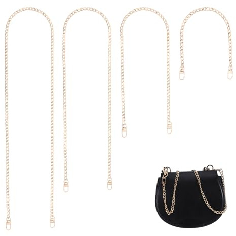 ROOMHUAWAY 4 Stück Taschenkette, Taschenkette Gold, Metall Schulterriemen für Taschen, als Hosenkette Wallet Chain Kette für Tasche, Kettenriemen Schultergurt für Handtasche 120/100/60/40cm