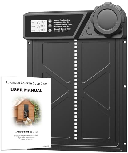 Large Automatic Chicken Coop Door, Aluminum Chicken Door with Manual & Timer Mode, Anti-Pinch & Battery Powered, Large Smart LCD Display, Perfect for Chickens, Ducks, and Geese