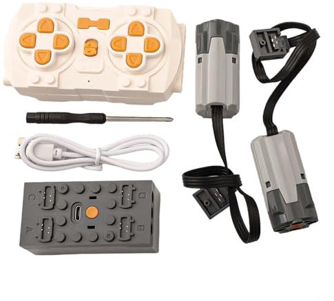 Programmable Motor Set,Power Functions Set With Motor, With Remote Control 2 Medium Motors Battery Box USB Charging Building Block Parts
