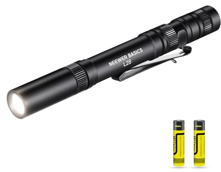 NEEWER Basics EDC Taschenlampe, 5W LED Flashlight, kompakte leichte Hand Stiftlampe 121lm Notfall Mini Torch mit Clip und 5 Modi für Camping Reparaturen, AAA Batteriebetrieben, IP44 wasserdicht, L28