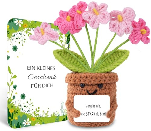 BOAITE Geschenke für Frauen Geburtstagsgeschenk für Frauen Geschenk kreative gestrickte Vergissmeinnicht-Blumen Gute Besserung Geschenke Mama Schwester Kollegin Geburtstagsgeschenk