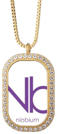 no/no Chestry Elements Halskette mit Anhänger für Periodentabelle und Übergang aus Metallen, Niob, Diamantkristall, goldener Schmuck