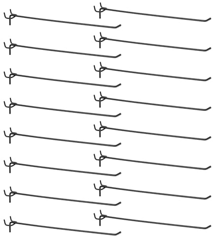 QUARKZMAN 25pcs Crochets Pour Panneau Perforé 12 En Acier Inoxydable Noir | Crochet D'Accrochage Pour Affichage Porte-Manteaux Muraux Organisateur D'Outils