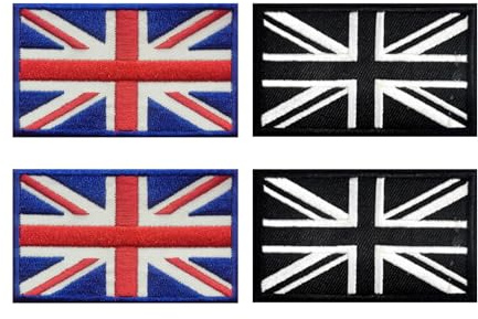 4pcs British Union Jack Patch UK Flag, Kingdom Flag Patches | British Union Patches Hook and Loop Design for Military Uniform, Bags, Hats (8×5CM)