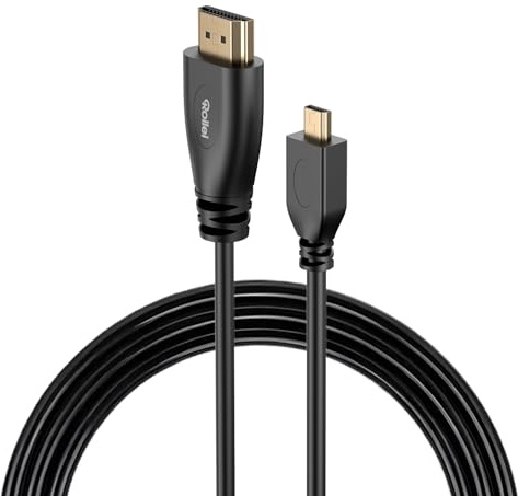 Rollei HDMI 2.0 Kabel 4K 30Hz Micro HDMI auf HDMI Kabel Typ D auf A Adapterkabel PVC Cable Klare Bildübertragung für Kameras 1,8m Kompatibel mit TV Projektor Monitor Soundbar Cable-Adapterkabel-Kabels