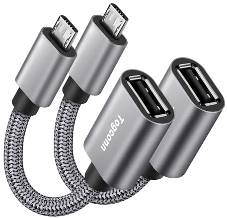 Cavo adattatore da USB a Micro USB OTG da 20 cm 2 pezzi Micro USB a USB-A Convertitore di cavi On-The-Go 2.0 OTG OTG in nylon intrecciato alloggiamento in alluminio compatibile con S7 LG, Flash Drive