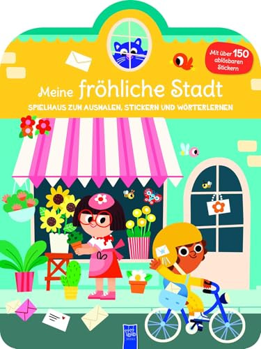 Meine fröhliche Stadt - Spielhaus zum Ausmalen, Stickern und Wörter lerner (City)