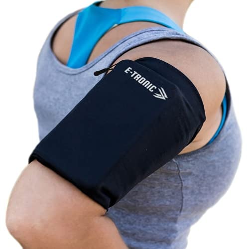 E Tronic Edge Running Phone Holder – Extra Large Armband Sleeve Compatible w/iPhone & Android – Black