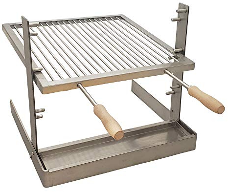 SpitJack Tragbarer Campinggrill Kochen Sie über einem Kamin oder Lagerfeuer mit einem All SS Argentine Santa Maria Grillrost und Auffangpfanne, 45,7 x 43,2 cm Grill