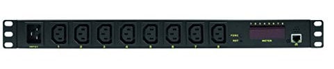 LogiLink Professional PDU8P01 Hochwertige IP 19 Steckdosenleiste 8-fach mit Schalt-, Mess/Warnfunktion, Temperatur und Feuchtigkeitssensor Schwarz