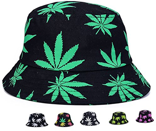 Marihuana Fischerhut, Cannabis, bestickt, Sonnenhut - - Einheitsgröße