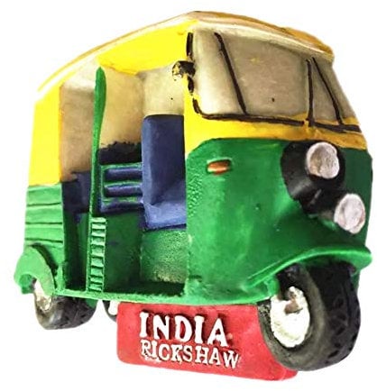 Fridge Magnet Rickshaw New Delhi India 3D Resin Handmade Craft Tourist Travel City Souvenir Collection Letter Refrigerator Sticker