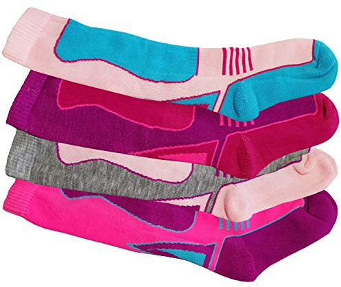 4 x Girls Kid Children Thermal Ski Knee High Warm Wool Blend Socks Colour:Assorted Size:UK 12-3