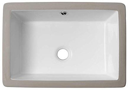 Lordear Unterbau Waschbecken 43,2 x 30,5 cm Badezimmer Waschtisch Waschbecken Unterbau Rechteck Reinweiß Porzellan Keramik Badezimmer WC Waschtisch Waschbecken mit Überlauf