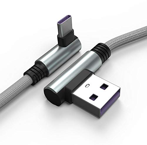 TECHGEAR USB Type C 90 Degree Right Angle Sync & Fast Charge Cable Compatible with Samsung S25 S24 S23 S22 S21 A15 A36 A55 5G, Pixel 9 8 7, OnePlus, Oppo Find X8 X5, Redmi Note, Moto, Honor Magic etc