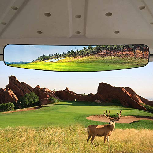 HKOO Golf cart Rear View Mirror,16.5 Extra Wide 180 Degree Panoramic Rear View Mirror For Golf Cart EZGO Club Car Yamaha