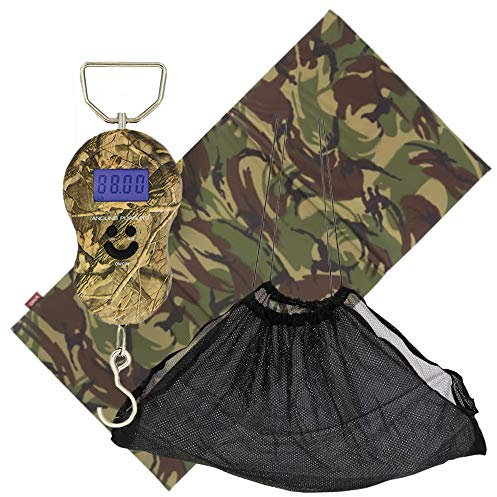 NEW DNA Carp Coarse Fishing Digital Weighing Scales in Camo + DPM Camo Landing Kneeling Mat and Fish Safe Soft Mesh Weigh Sling