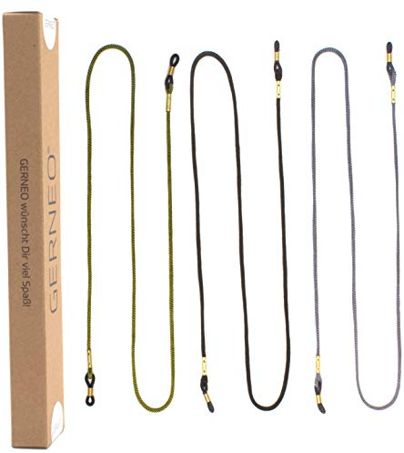 GERNEO® - Londra – fascia in tessuto di alta qualità – Cordoncino unisex extra lungo per occhiali da sole e occhiali da lettura – diversi colori, Mythos Schwarz / Daytona Grau / Racing Green, M