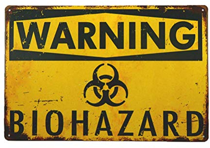 WEIMEILD Warnschild mit Aufschrift Warning Biohazard, Warnschild aus Metall, M0015