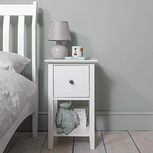 Noa and Nani Asora Bedside Table With Drawer In Classic White