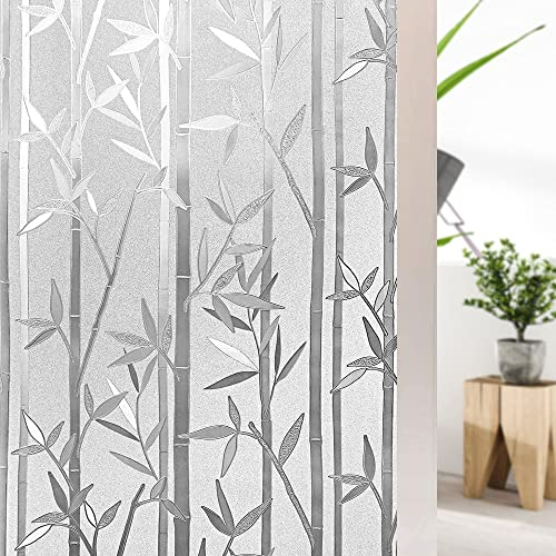 Shackcom Fensterfolie Sichtschutz Bambus Muster 90x400cm Milchglasfolie Selbsthaftend Blickdicht Fenster Folie für Badezimmer Schlafzimmer-J035