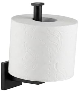 FACKELMANN Toilettenpapier Bevorrater NEW YORK/Halterung für Klopapierrollen/Maße (B x H x T): ca. 5 x 16 x 7 cm/Accessoire fürs Badezimmer & WC/kubisches Industriedesign/Farbe: Schwarz