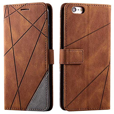 SONWO Case for iPhone 6S Plus/iPhone 6 Plus Case, Premium Leather Flip Wallet Case Magnetic Closure Card Slots Kickstand Phone Case for iPhone 6S Plus/iPhone 6 Plus, Brown