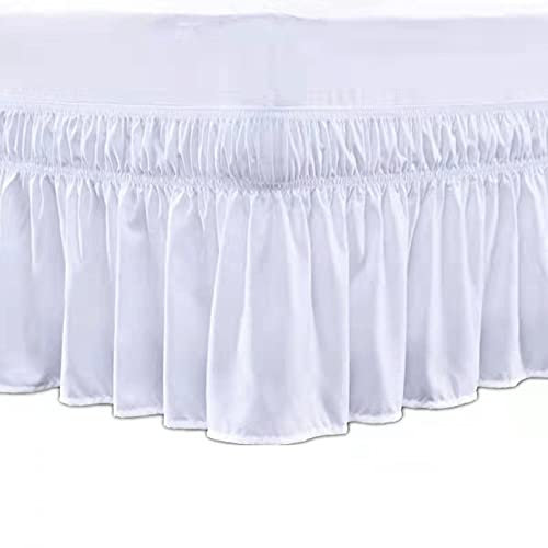 Jupe De Lit À Volant Avec Élastique De Couleur Unie Cache Sommier 180x200/ 200x200 Lit De Ménage Anti-poussière Pour Éviter La Poussière Et Facile À Nettoyer