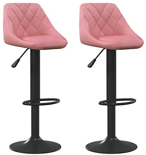 vidaXL Lot de 2 Tabourets de Bar, Chaise de Pub, Siège de Bistrot, Meuble de Salle à Manger Cuisine Salon Maison Intérieur, Rose Velours