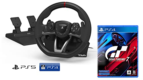 PS5 Lenkrad und Pedale Sony Playstation 5 PS4 lizensiert PS4/PS5/PC [Neues Modell kompatibel mit PS5] + Gran Turismo 7 [PS4/PS5]