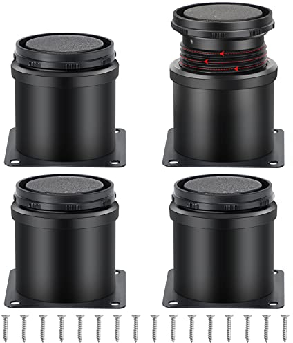 JOLIGAEA 4 Stück Möbelfüße Metall, 50 x 50 mm Verstellbare Schwarz Möbelfüsse, Belastbar bis 150 KG, Einstellbare Höhe 0-10 mm, Möbelbeine für Fernsehschrank Sofa Lehrstuhl Badezimmerschrank