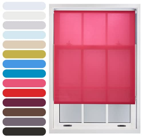 FURNISHED Daylight Roller Blind Trimmable Blinds Window Shade - Easy Install Non-blackout Fabric Complete Roller Blind Kit for Kitchen Living Room Bedroom, Fuchsia Pink, 115W x 165H cm