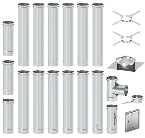 H&M Germany EW FU Edelstahl Sanierungsbausatz 13m Ø120mm 0,6mm Materialstärke Schornstein Kamin Einwandig Sanierung für gemauerten Kamin