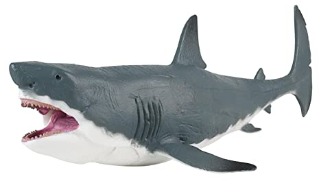 perfk Megalodon-Spielzeug – Realistische Hai-Figur aus Kunststoff, Pädagogisches Meerestier-Modell für Kinder – Lernspielzeug mit lebensechten Details