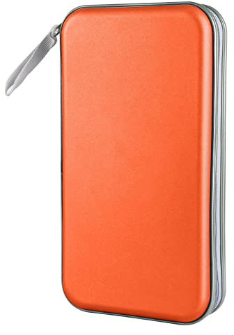 Siveit Funda para CD/DVD con capacidad para 96 unidades, portátil, con cremallera, de plástico duro, organizador de almacenamiento para coche, hogar, oficina, viajes (naranja)