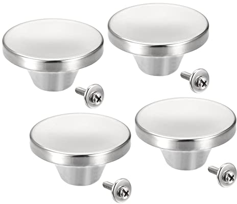 sourcing map 4 Stück Universal Topfdeckel Knopf Edelstahl Ersatzknopf 52 x 25mm Silber Ton für Topfdeckeldeckel