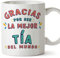 MUGFFINS Tazas para TÍA - En Español - Gracias por ser el mejor - 11 oz / 330 ml - Regalo original y divertido
